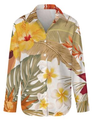 Hibi Hibiscus Long Sleeved Buttoned Shirt