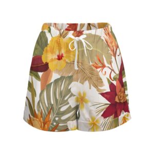 Hibi Hibiscus High Waist Elastic Shorts