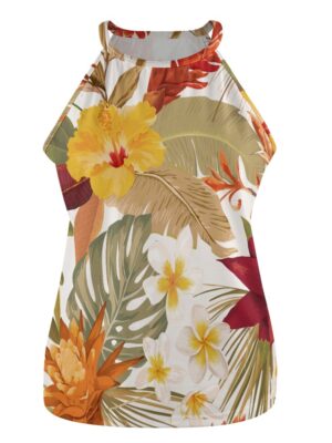 Hibi Hibiscus Closed Back Halter Top