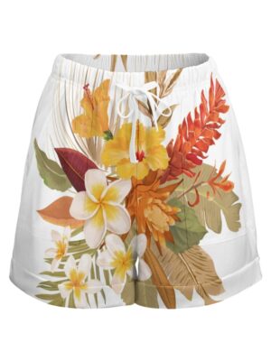 Libi Hibiscus High Waist Elastic Shorts