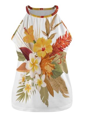 Libi Hibiscus Closed Back Halter Top