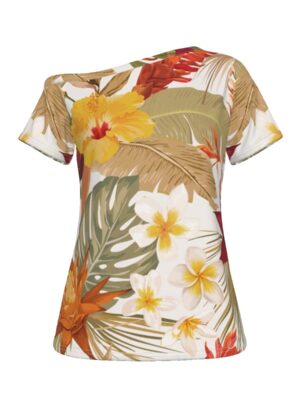 Hibi Hibiscus Off The Shoulder T-Shirt