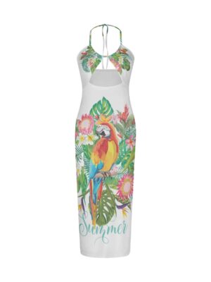 Eria Parrot Halter Hollow Dress