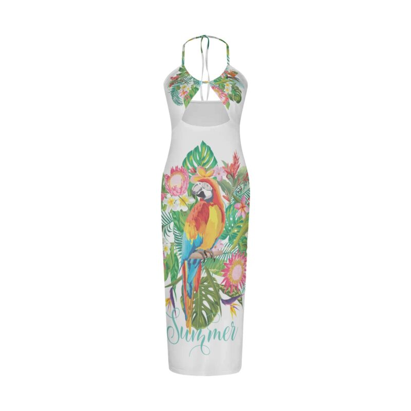 Eria Parrot Halter Hollow Dress