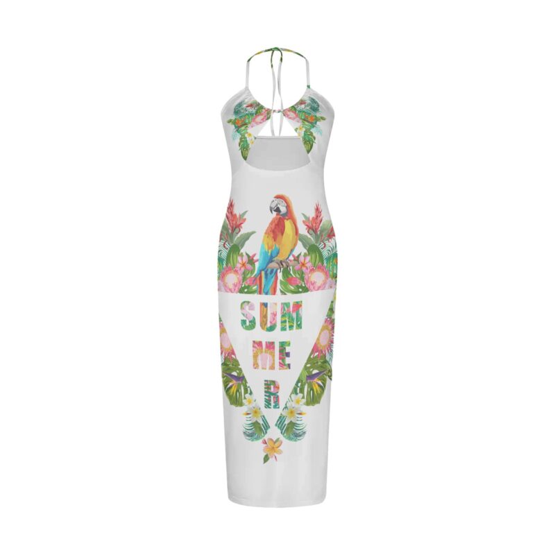 Eros Parrot Halter Hollow Dress