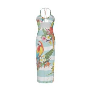 Aros Parrot Halter Hollow Dress