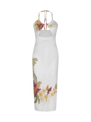 Hilo Hibiscus Halter Hollow Dress