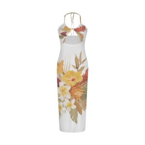 Libi Hibiscus Halter Hollow Dress