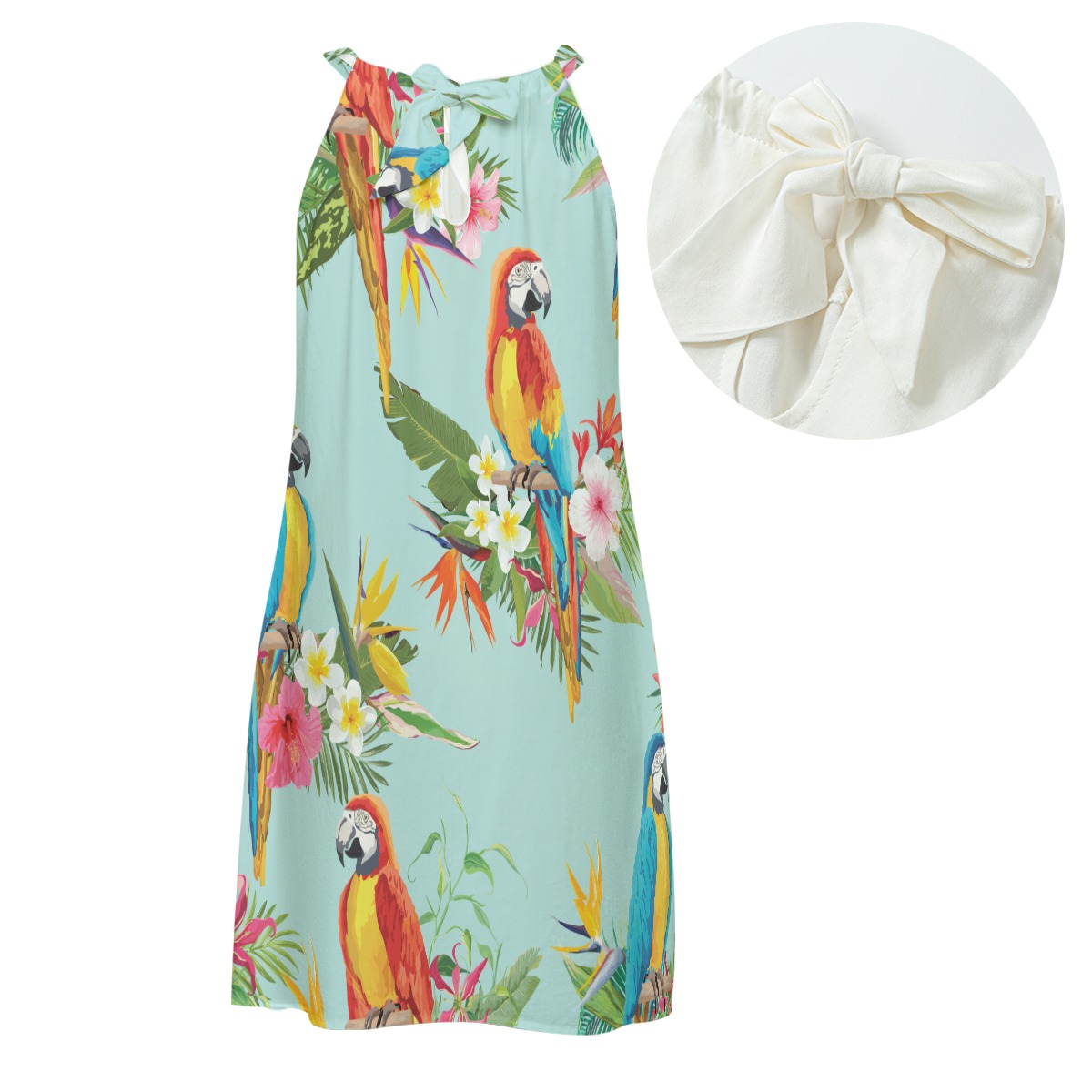 Aria Parrot Rayon Halter Dress - Image 2
