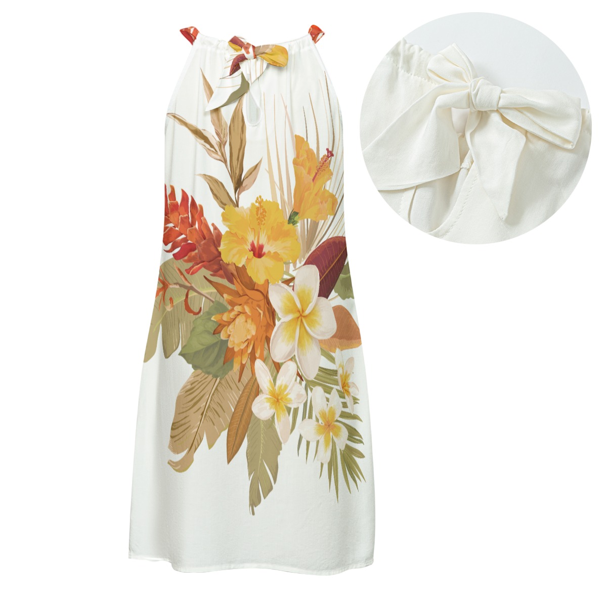 Libi Hibiscus Rayon Halter Dress - Image 2