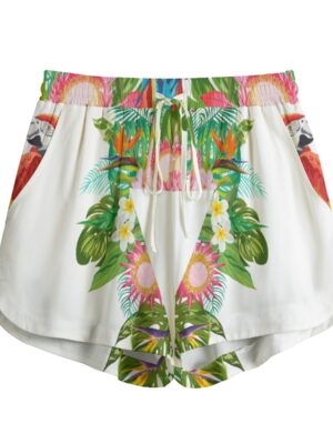 Eros Parrot Rayon Drawstring Shorts