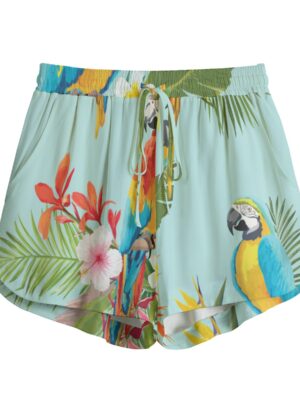 Aria Parrot Rayon Drawstring Shorts