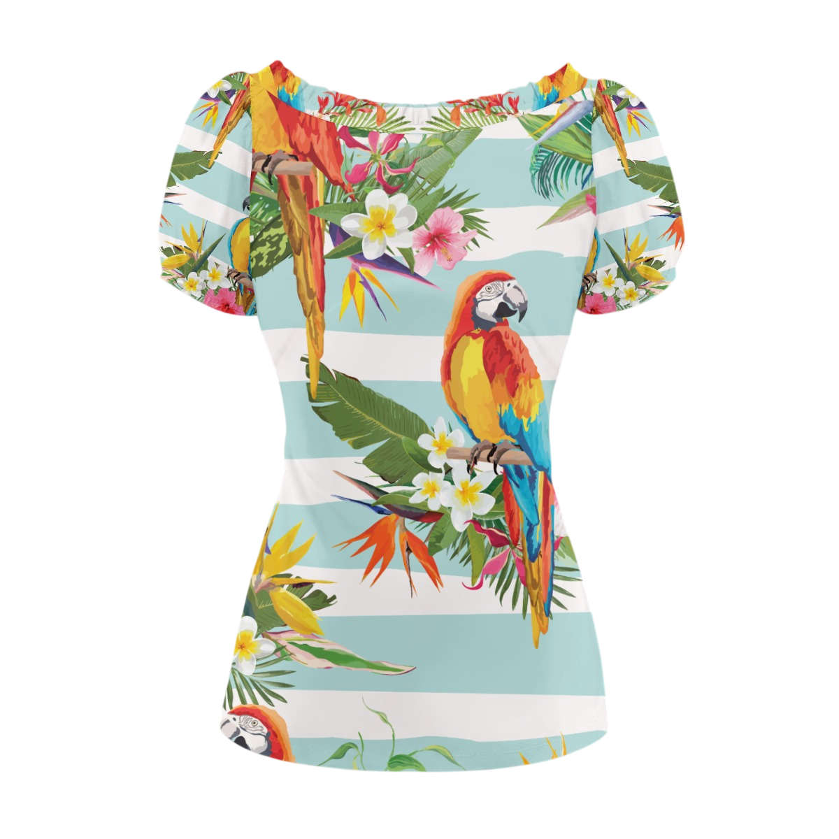 Aros Parrot Puff Sleeve Pleated T-Shirt - Image 2
